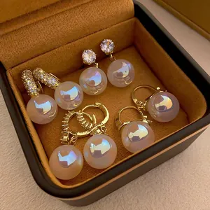 French Elegant Mermaid Pearl Drop Earrings for Women Alloy Rhinestone Bow Heart Fish Tail Earrings with 925 Sterling Silver Earring Post Luxurious Fashion Jewelry Gift