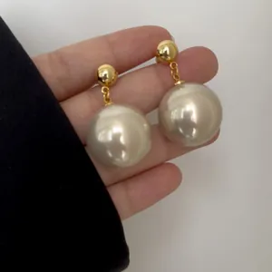 French Vintage Gold Plated Stud Earrings With Artificial Pearl And 925 Sterling Silver Post For Women Elegant Jewelry