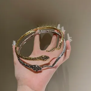 Collana serpente con strass in stile punk, finitura oro e argento