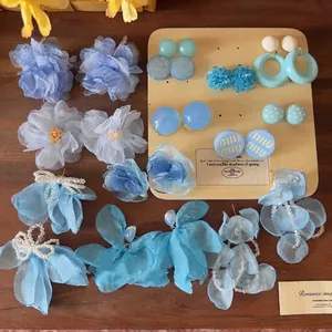 Dolci Orecchini a Bottone in Rete con Fiori Blu per Donna Perno in Argento Sterling 925 Eleganti Orecchini a Goccia Floreali Fatti a Mano Gioielli in Stile Fresco