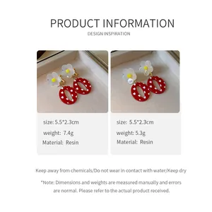 Especificaciones detalladas e instrucciones para pendientes de flores de resina roja