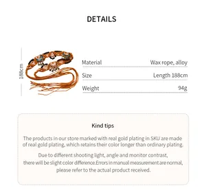 Detailed product specifications for bohemian woven waist chain with beads and alloy.