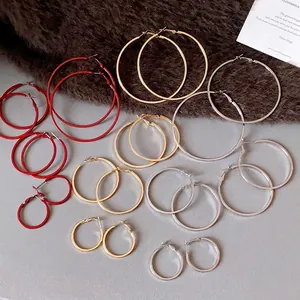 Exaggerated Circular Hoop Earrings For Women Trendy Iron Geometric Electroplated Steel Earring Post Daily Jewelry