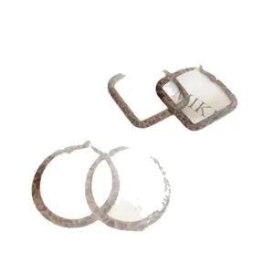 Vintage leopard print fabric hoop earrings set featuring square and round geometric designs.