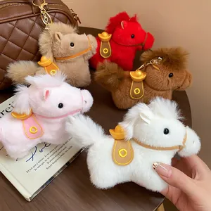 Adorable plush horse keychains featuring gold sycee charms in five vibrant colors