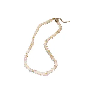 Sweet colorful seed bead woven necklace with adjustable metal extension chain for girls
