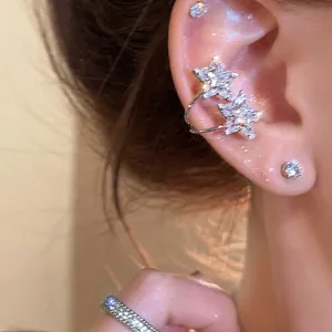 Korean Style Star Zirconia Ear Bone Clip Simple Copper Inlaid Zircon Ear Cuff For Women High-End Small Niche Jewelry Gift