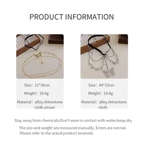 Detailed size and material info for butterfly thigh chains with rhinestone accents