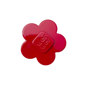 Glossy red resin flower hair clip with embossed letters for women fashion