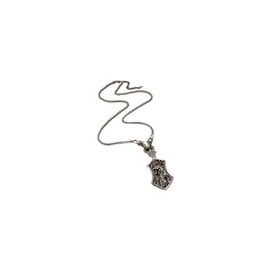 Collier avec pendentif tête de mort vintage en argent et zircon pour femme, chaîne.