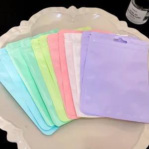 Macro view of colorful macaron resealable bags for jewelry and small gift packaging