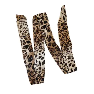 Stylish leopard print silk scarf necklace for women, versatile neck ribbon choker