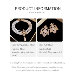 Detailed product info for French vintage court style pearl necklace and earring set