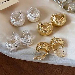 Eleganti orecchini a clip intrecciati oro e argento per orecchie senza buco