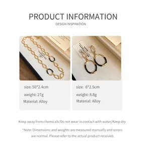 Detailansicht eines Vintage-Halsketten- und Ohrring-Sets mit schwarzer Emaille