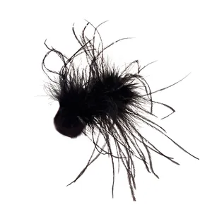 Premium black ostrich feather hair claw clip for women elegant fashion hair accessory