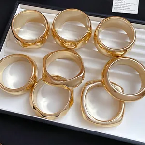 Exaggerated Geometric Acrylic Bangle For Women Mirror Gold Finish Faceted Round Square Spiral Cuff Bracelet Fashion Jewelry