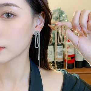 Vintage Iron Mesh Chain Knot Tassel Drop Earrings With 925 Sterling Silver Earring Post Luxury Long Dangle Fringe Earrings