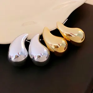 Europäische Amerikanische Metall Wassertropfen Ohrstecker Für Damen Minimalistische Ins Stil Glänzende Gold Silber Tropfen Ohrringe Schmuck