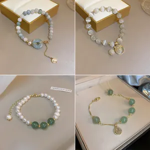 Vintage Chinese Style Beaded Bracelet For Women With Cat's Eye Stone Artificial Pearl Adjustable Alloy Hand Jewelry Hand Chain