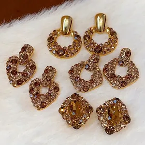 Vintage Palaststil Zirkonia Herz Ohrstecker 925 Sterlingsilber Stift Vergoldet Damen Eleganter Antik-Schmuck