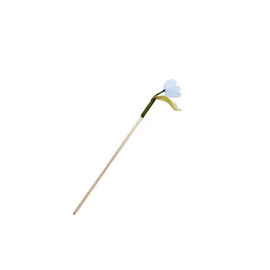 Elegant tulip hair stick with light blue acrylic flower for Hanfu and minimalist style.
