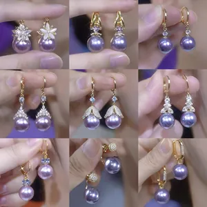 French Vintage Artificial Pearl Hoop Earrings For Women Luxury Rhinestone Elegant Drop Earrings High Sense Exquisite Jewelry Gift