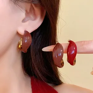 Vintage Verdrehte U-Förmige Geometrische Creolen Für Damen Retro Emaille Eisen Ohrringe Mit Silber Ohrringpfosten