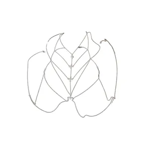 Elegante geometrische Körperkette mit funkelnden Zirkonia-Akzenten und Silberfinish für Damen