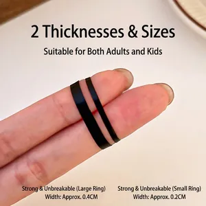 Black disposable elastic hair bands available in two thickness options, 0.2cm and 0.4cm.