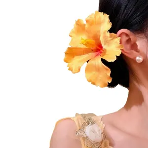 Sweet fabric hibiscus flower hair clip for elegant and stylish hair styling