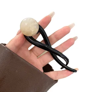 Pince à cheveux vintage à bille ronde de style coréen pour un coiffage minimaliste