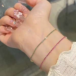 Minimalist Gold Plated Square Zirconia Bracelet For Women Temperament Niche Design Thin Chain Hand Jewelry Gift