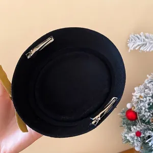 Eleganter Mini-Zylinder-Haarclip in Schwarz mit Entenschnabel-Clips und Goldband
