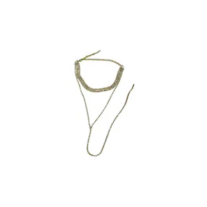 Elegant gold layered rhinestone tassel necklace for women, stylish clavicle chain
