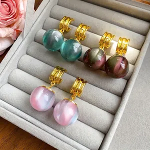 Irregular Resin Geometric Pendant Stud Earrings For Women Sweet Fashion High-end Temperament Jewelry With 925 Sterling Silver Earring Post