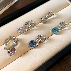 Semplice Clip per Osso dell'Orecchio a Doppio Strato in Stile Coreano con Strass per Donna Orecchini a Clip Tondi in Cristallo di Lega