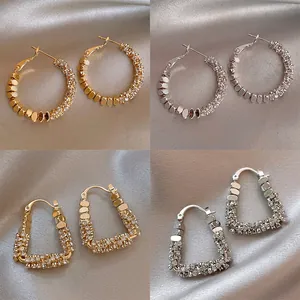 Orecchini a Cerchio a Forma di U Placcati in Oro Vero Zirconia Per Donna Lusso Leggero Alta Classe Moda Gioielli