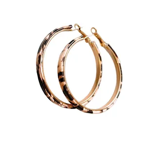 Fashionable leopard print large hoop earrings with s925 silver needles for women