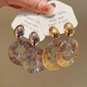 Lussuosi Orecchini a Bottone Tondi Avvolti in Metallo Esagerati per Donna Con Perno in Argento Sterling 925 Oro Argento Gioielli alla Moda