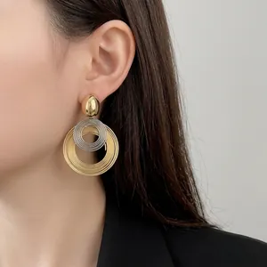 Orecchini a cerchio avvolti metallici esagerati con ago in argento gioielli moda donna