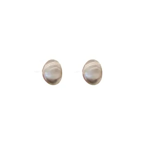 Orecchini a lobo ovali minimalisti in argento spazzolato dal design moderno ed elegante