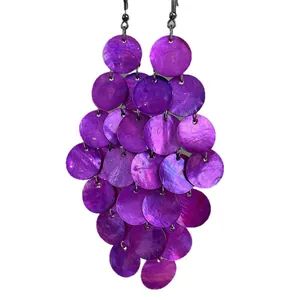 Elegante, leuchtend violette, irisierende, mehrlagige Scheiben-Ohrhänger für Damen