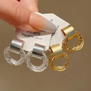 Orecchini a Bottone a Cerchio Tondo Geometrico con Perno in Argento Sterling 925 Donna Design di Nicchia Minimalista Lega di Alta Qualità Gioielli