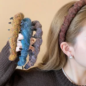 Modisches Wollgarn Geflochtenes Stirnband Herbst Winter Dickes Breites Hohes Schädel Design Für Damen Tägliche Haarschmuck