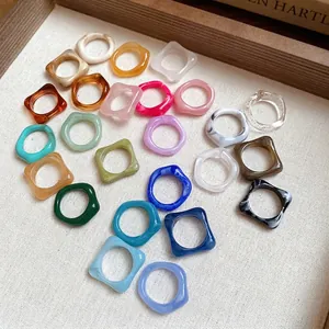 Irregular Smudge Acrylic Geometric Ring Retro Individual Minimalist Marble Pattern Finger Ring Set For Women Jewelry Gift
