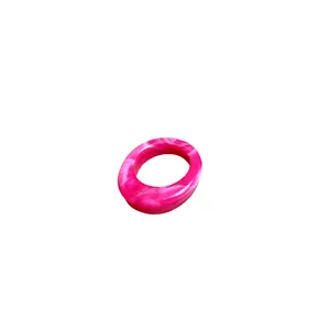 Pink marbled acrylic geometric ring with an irregular retro design for women