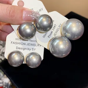 Orecchini A Bottone In Perla Artificiale Rotonda Stile Coreano Per Donna Con Perno In Argento Sterling 925 Gioielli Minimalisti Semplici