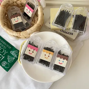 Basic Black Steel Bobby Pins For Women Girls Invisible Hair Clips Simple Bangs Side Clip Daily Commute Hair Accessories With Storage Case