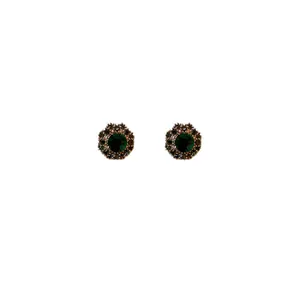 Orecchini a lobo vintage stile palazzo con cristallo verde e halo di diamanti